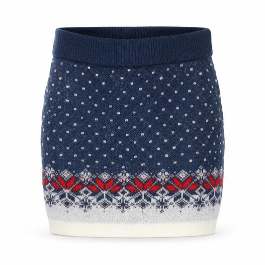 Front view of ASOS women’s blue fair isle knit straight & pencil skirt, size UK 8
