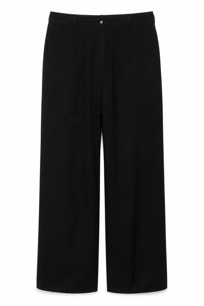 Front view of BHS women’s black trousers, size UK 16, 30-inch leg