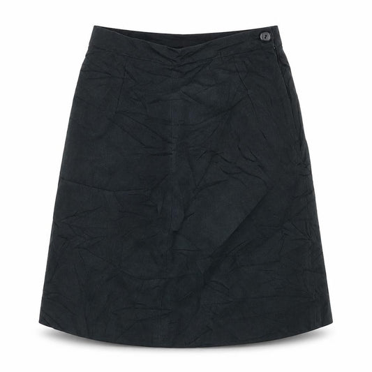 Front view of Preworn women’s black a-line skirt, size UK 26, in