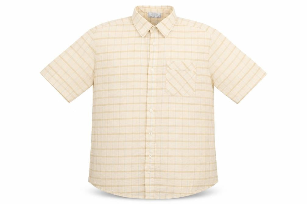 Leisure Mens Beige Check   Button-Up Size XL