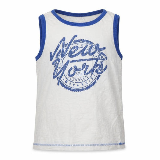 Front view of Matalan boys’ white basic tank, size 5, years