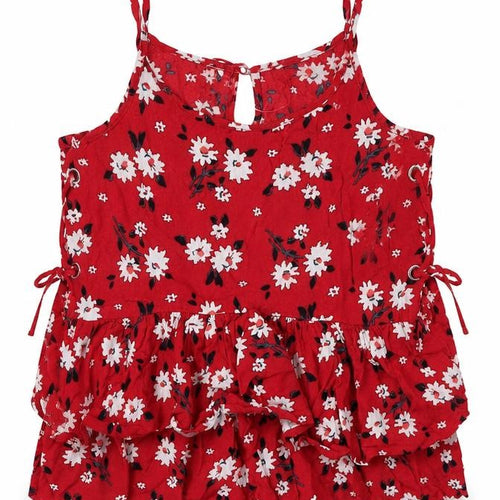 Matalan Girls Red Floral  Basic Blouse Size 11 Years