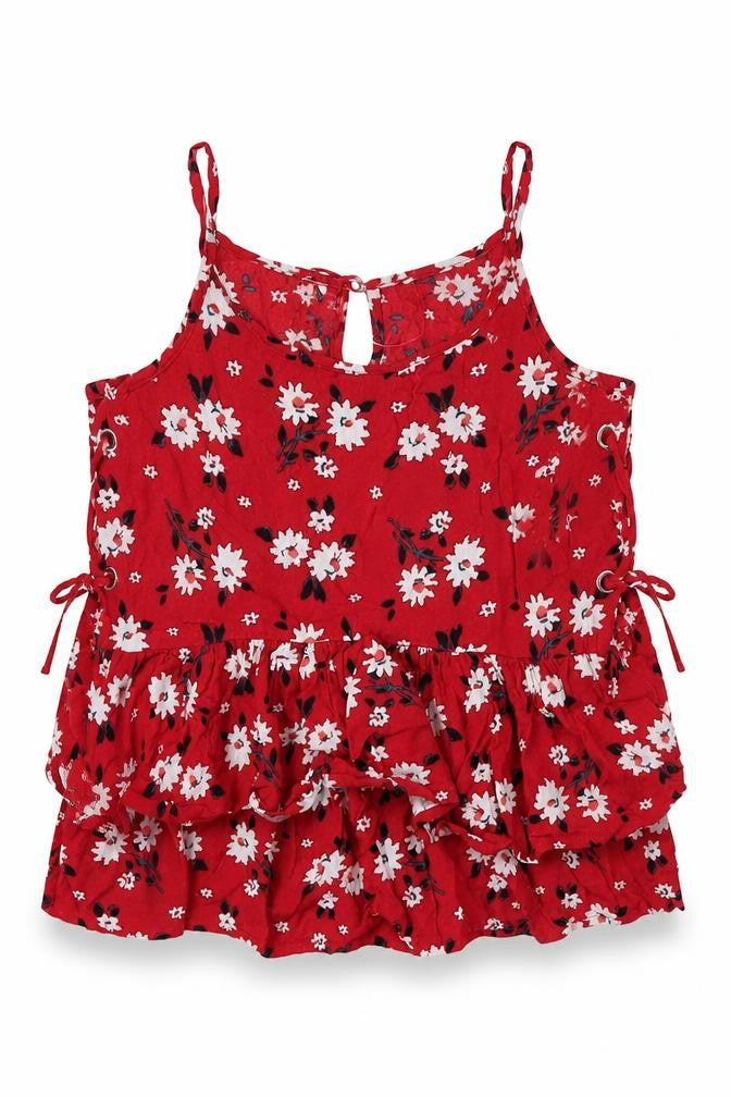 Matalan Girls Red Floral Basic Blouse Size 11 Years