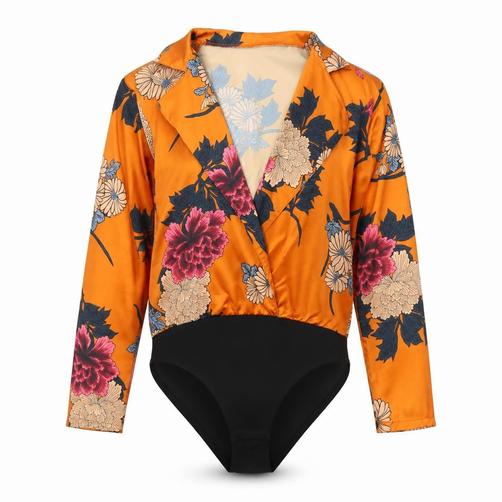 Preworn Womens Orange Floral  Leotard One-Piece Size M
