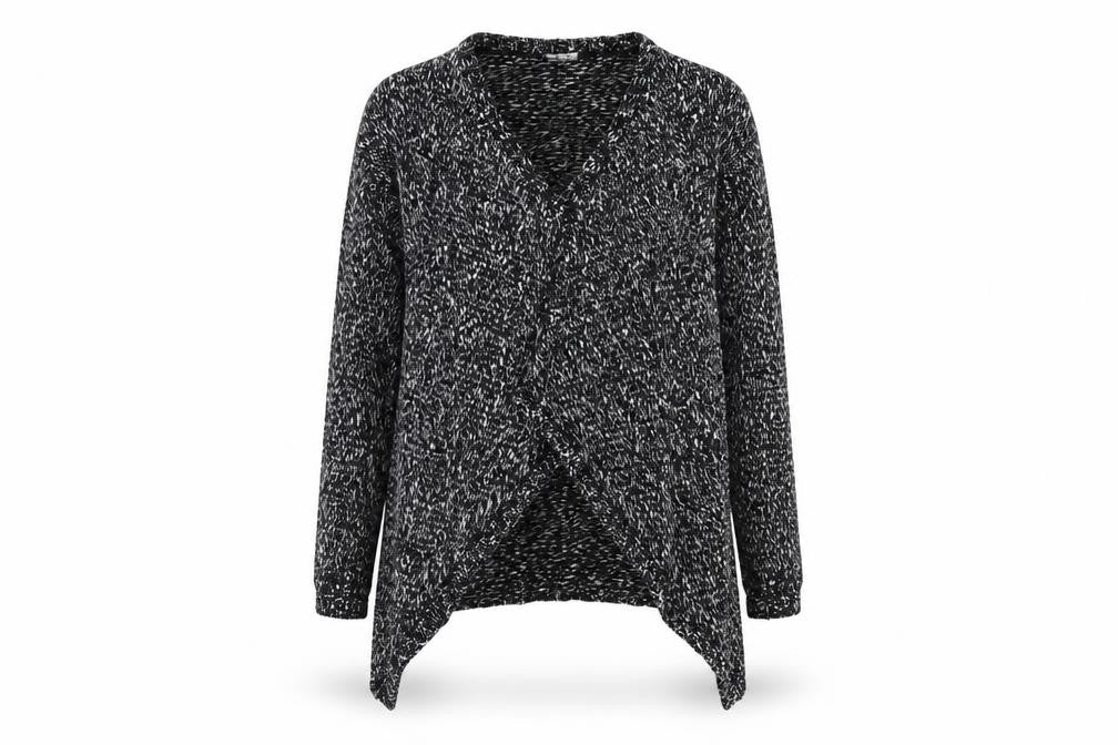 Front view of H&M women’s black cardigan jumper, size XS