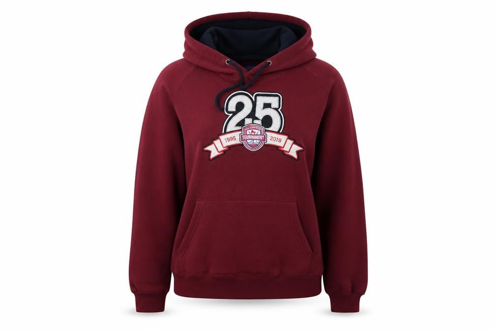 Front view of papini women’s red pullover hoodie, size S
