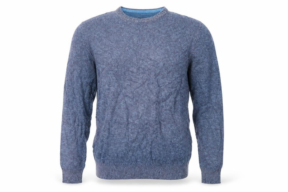 Front view of BHS men’s blue jumper, size M