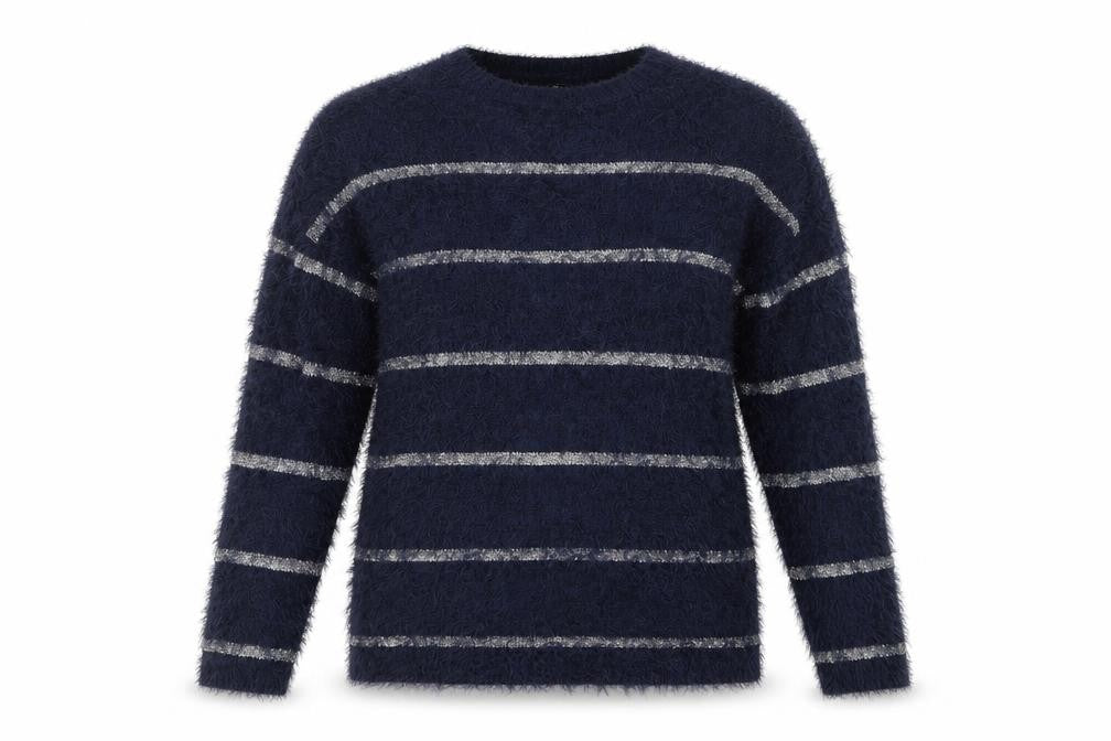 Front view of Ellos women’s blue knit jumper, size UK 6