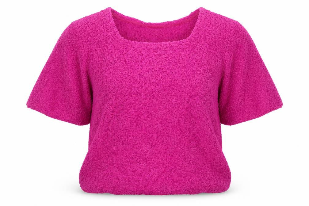 Front view of Preworn women’s pink knit jumper, size UK 10