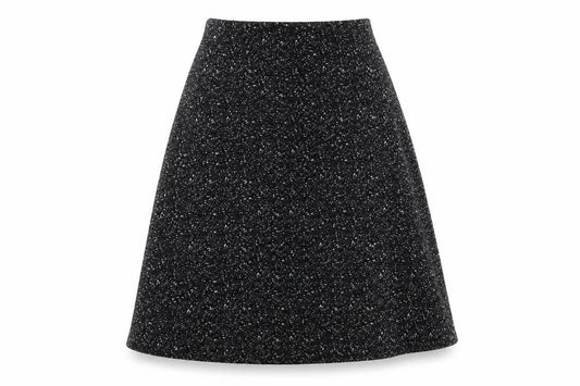 Front view of H&M women’s black flare skirt, size M
