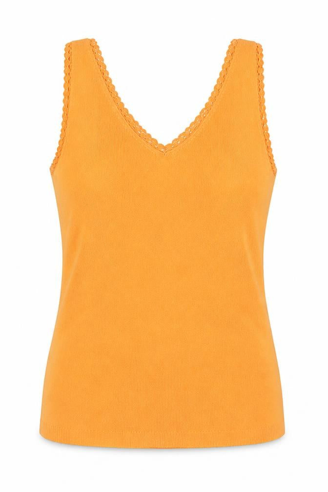 Front view of New Sensation women’s orange basic tank, size L