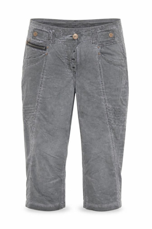 Front view of Cecil women’s grey cropped trousers, size UK 26, in, 21-inch leg