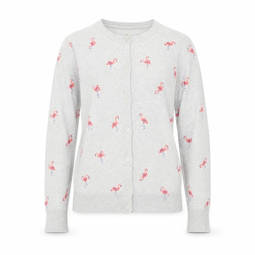 Front view of Atmosphere women’s grey cardigan jumper, size UK 4