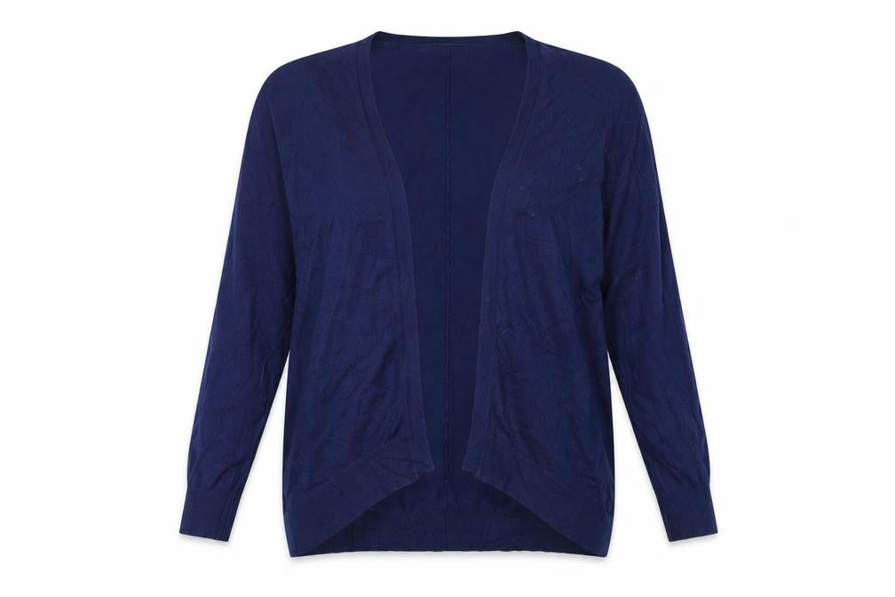 Front view of Vero Moda women’s blue cardigan jumper, size M