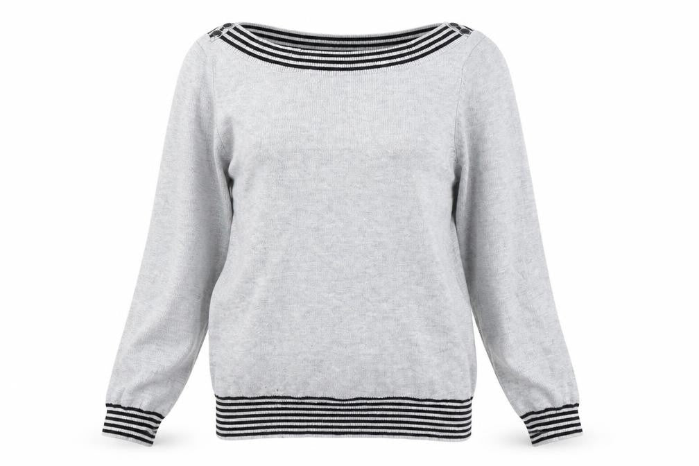 Front view of Debenhams women’s grey jumper, size UK 10