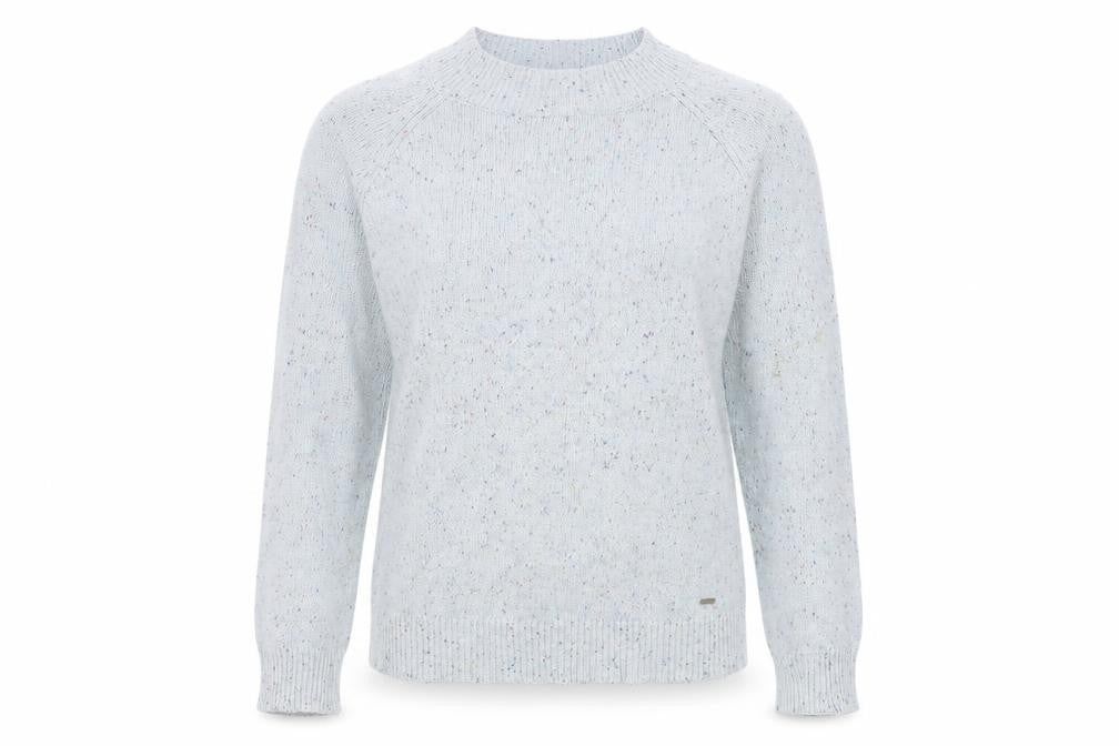 Front view of Rupert & Buckley Clothing women’s blue jumper, size UK 12