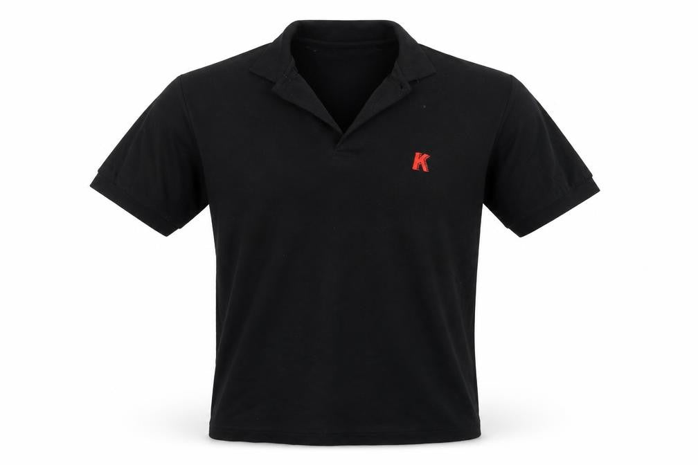 Front view of supa polos men’s black polo, size XL