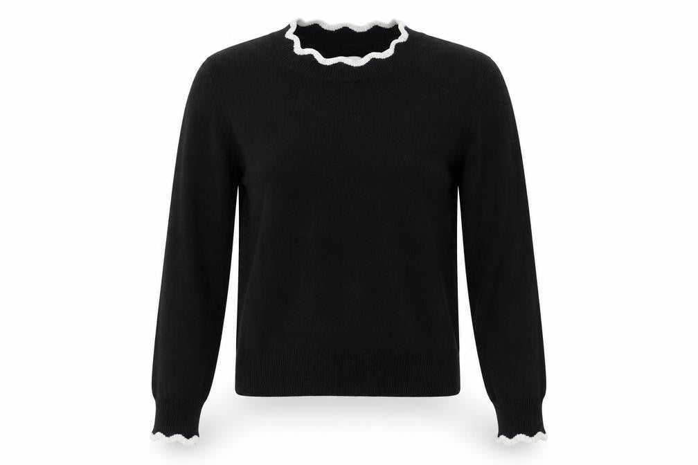 Front view of H&M women’s black knit jumper, size XS