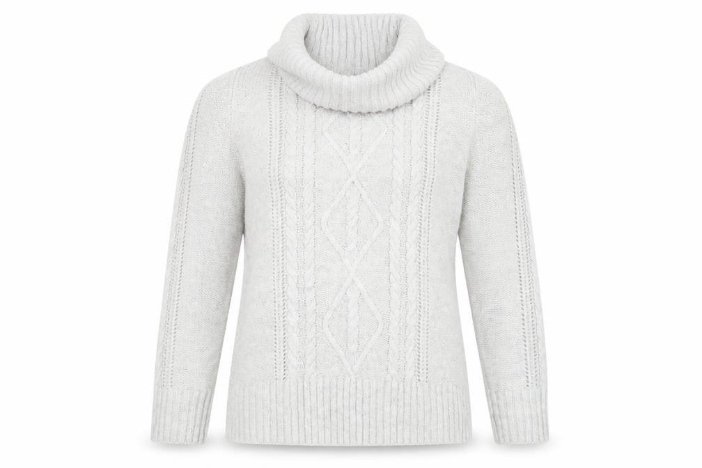 Front view of Peacocks women’s grey jumper, size M