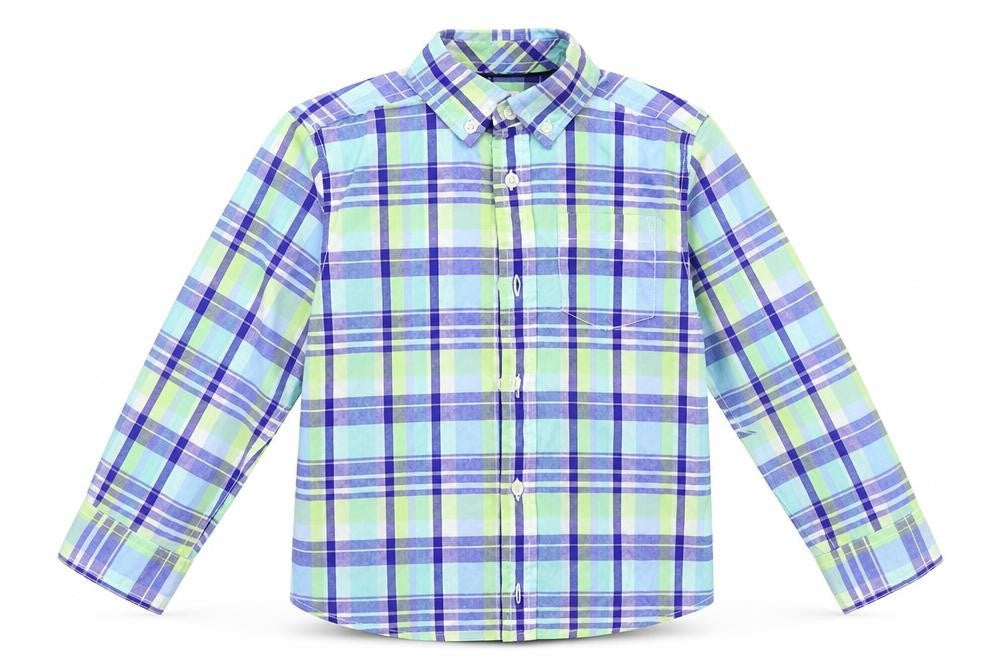Gymboree Boys Blue Check  Basic Button-Up Size 4 Years