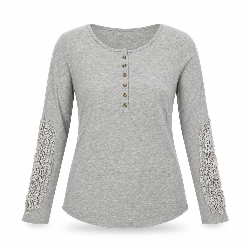 Front view of Zanzea women’s grey basic t-shirt, size S