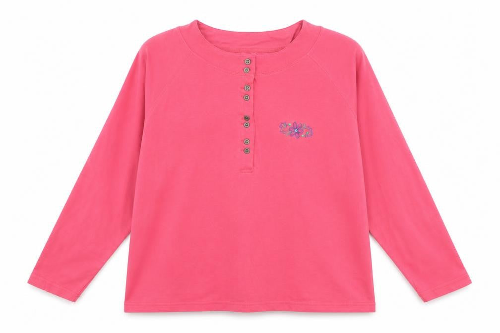 Front view of Tutto women’s pink jersey basic t-shirt, size L