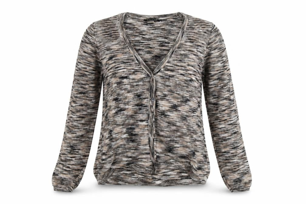 Front view of Monoprix women’s brown knit cardigan jumper, size S