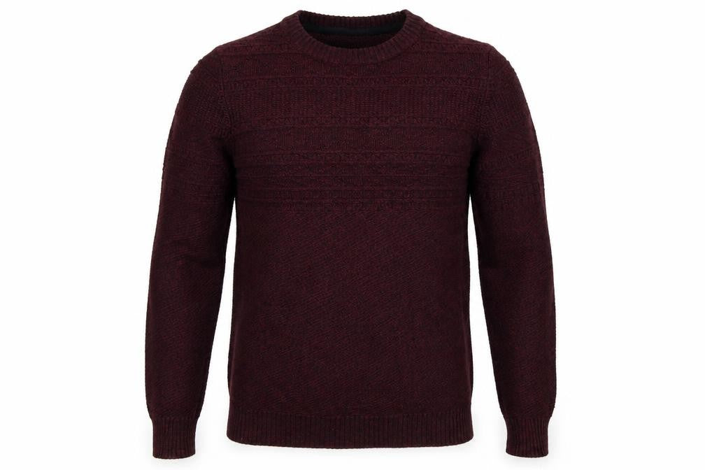 Front view of Preworn men’s red knit jumper, size S