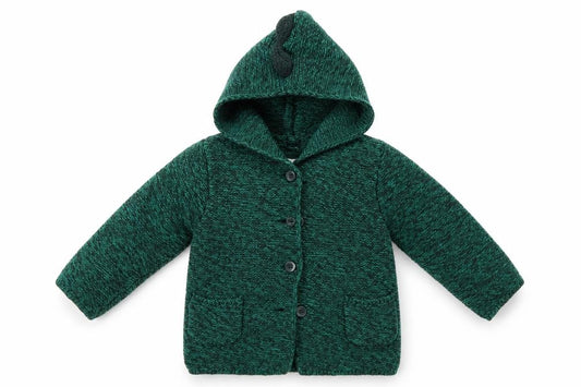 Front view of Gap girls’ green cardigan hoodie, size 2, years
