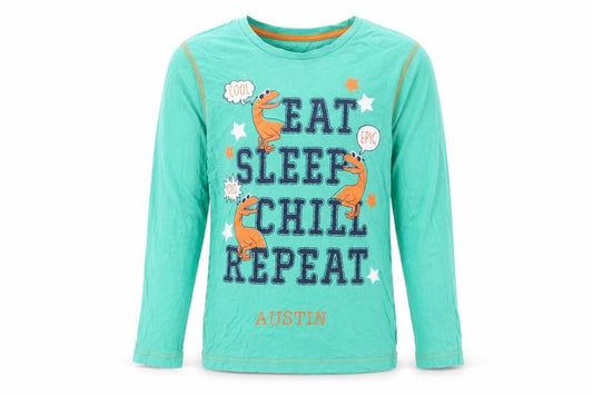 Front view of Preworn girls’ green basic t-shirt, size 8-9, years
