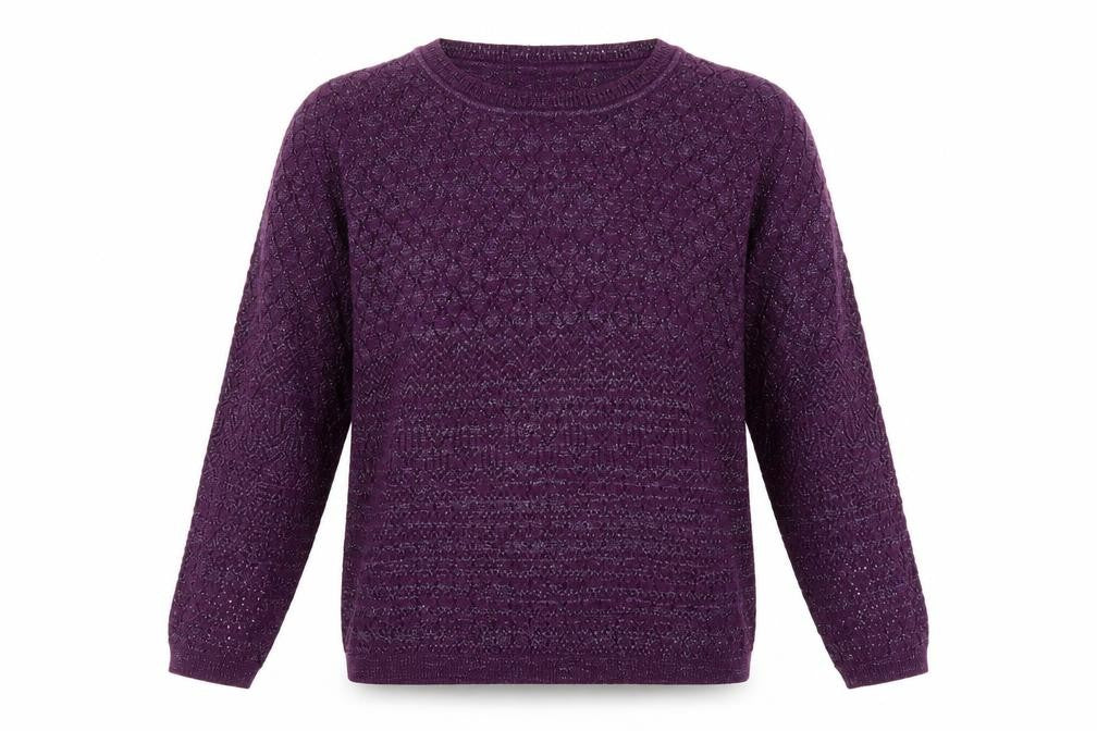 Front view of EWM women’s purple jumper, size S