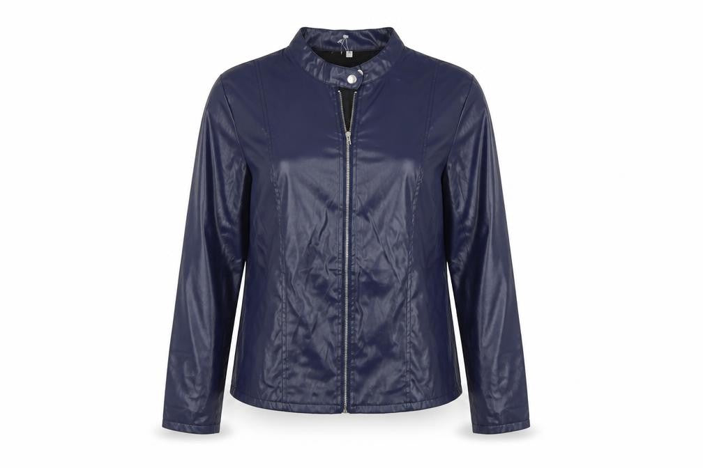 Front view of Preworn women’s blue jacket, size 2XL