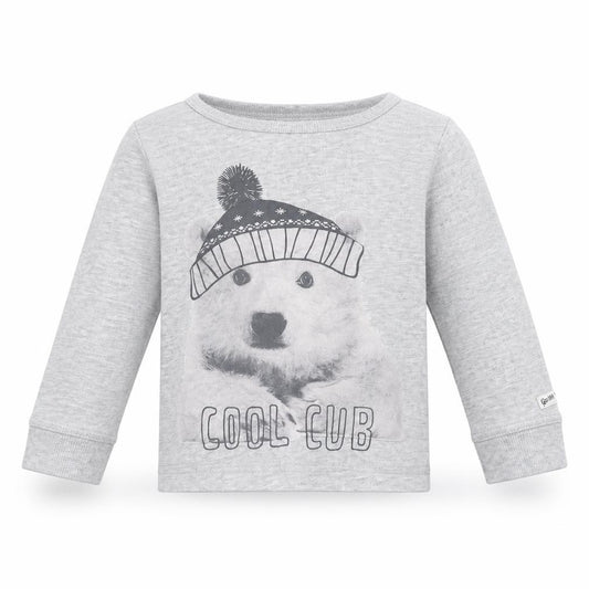 Front view of Mothercare Baby Grey Basic T-Shirt, size 18-24, Months - Polar Bear