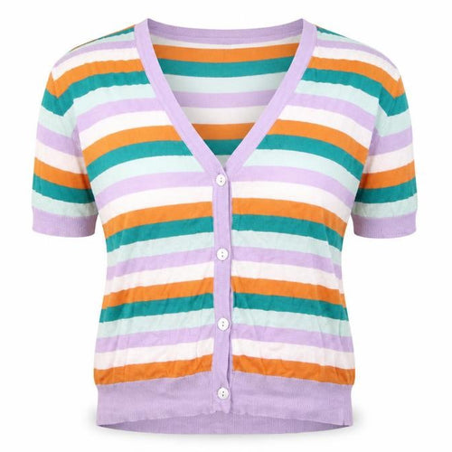 Estelle Womens Multicoloured Striped  Cardigan Jumper Size L