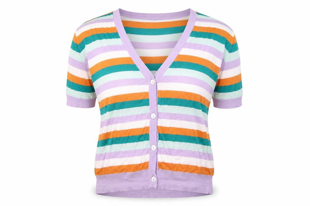 Estelle Womens Multicoloured Striped  Cardigan Jumper Size L