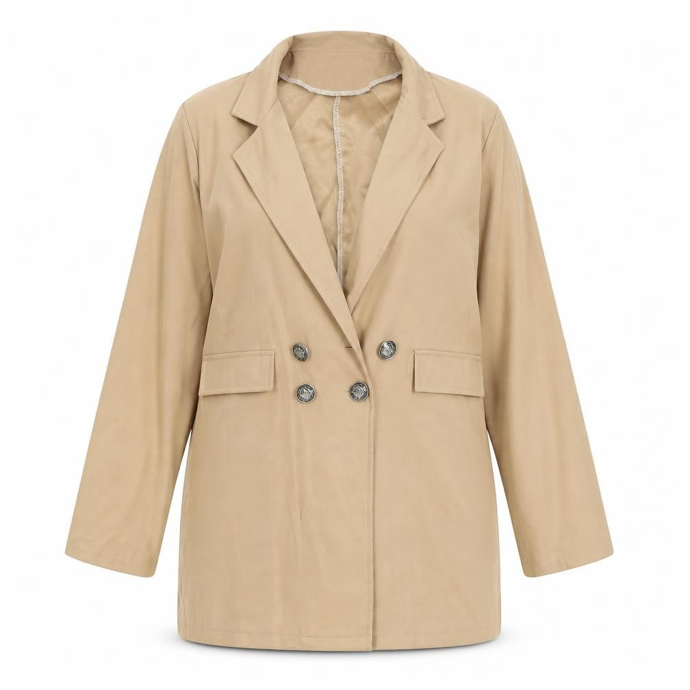 Front view of Preworn women’s beige jacket, size XL