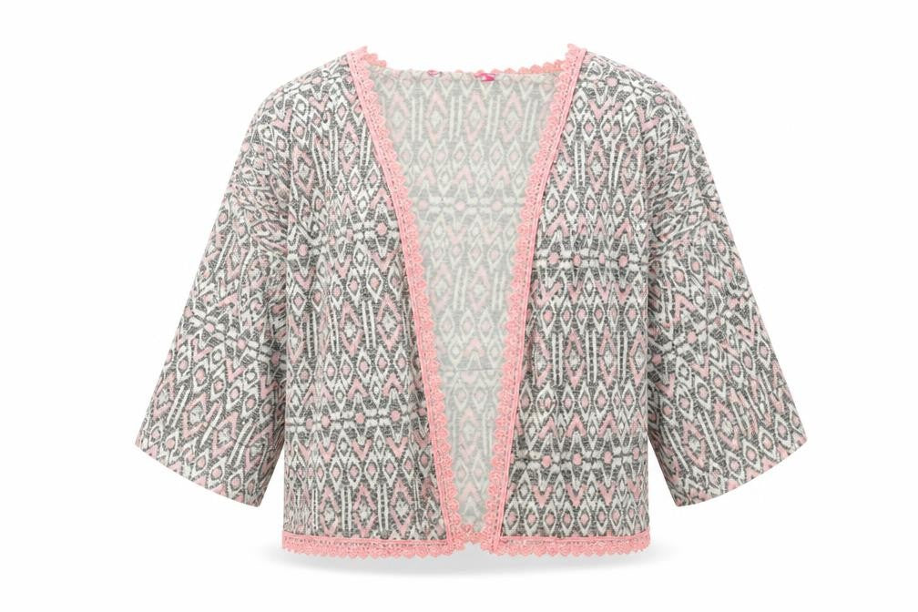 Front view of YD girls’ black geometric jacket, size 9, years