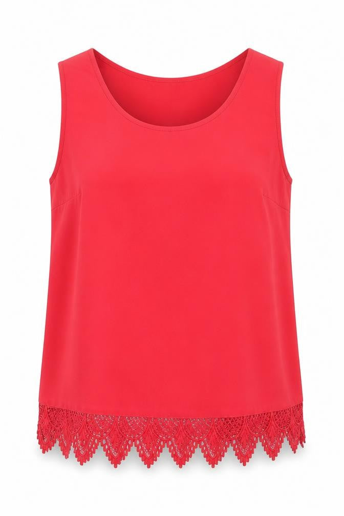 Front view of Peacocks women’s red basic blouse, size UK 10