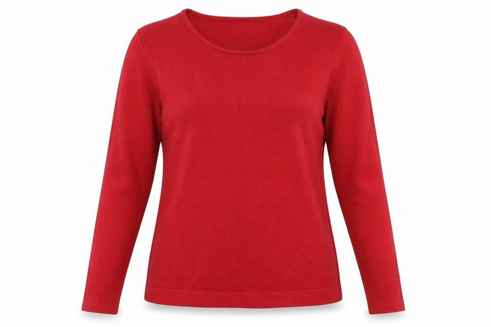 Front view of Papaya Classic women’s red jumper, size UK 14