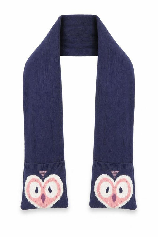 Front view of Preworn Blue Knit Scarf Scarves & Wraps One Size - Owl Pockets