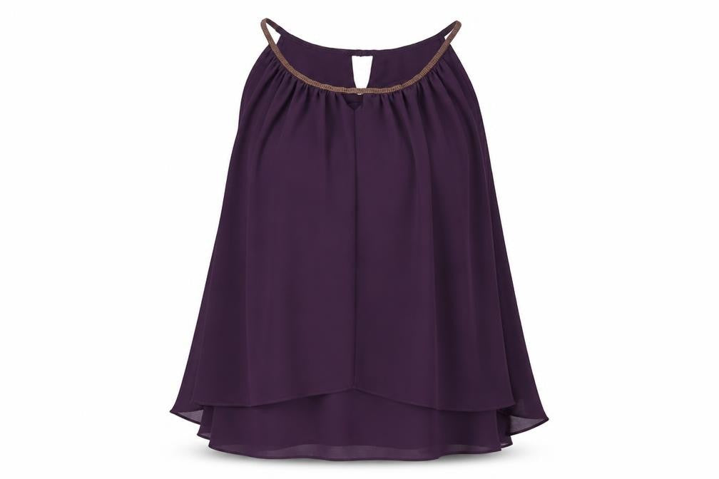 Front view of Krisp women’s purple tunic blouse, size L