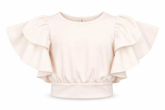 Front view of SHEIN girls’ ivory cropped blouse, size 10, years