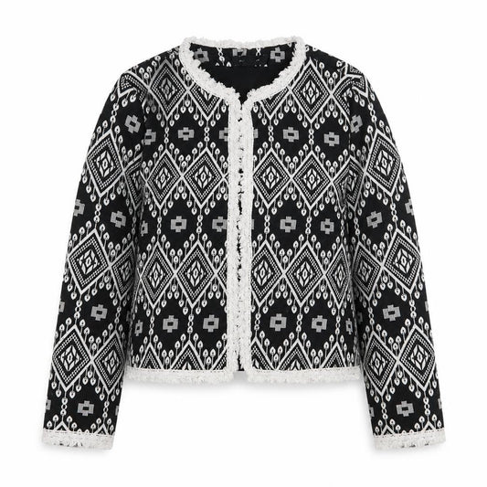 Front view of Primark women’s multicoloured argyle/diamond jacket, size UK 10
