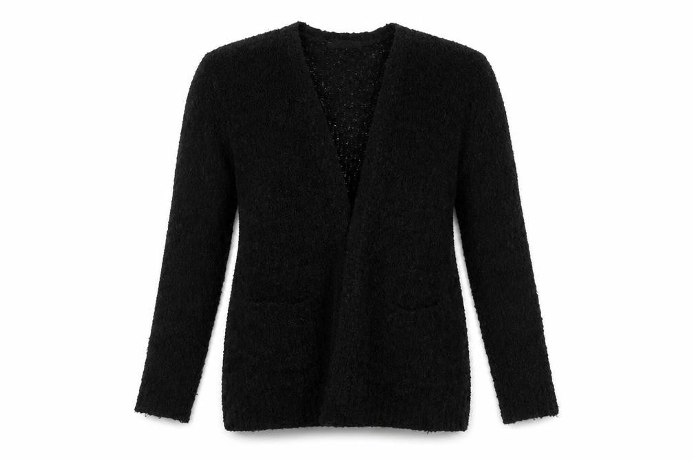 Front view of George women’s black wrap jumper, size UK 12