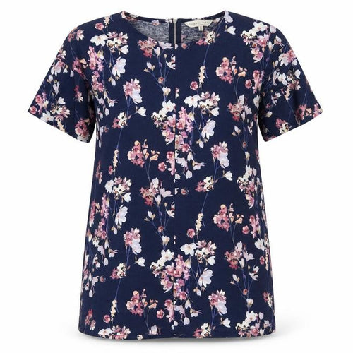 F&F Womens Blue Floral  Tunic T-Shirt Size 8