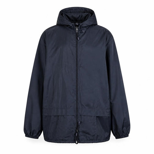 Front view of Protection men’s blue rain coat coat, size S
