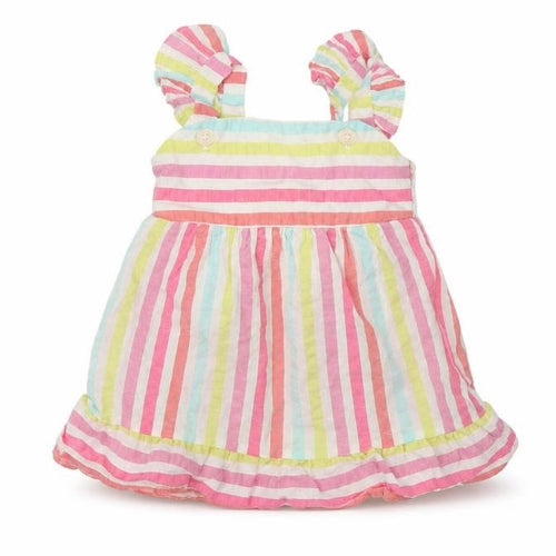 Fred & Flo Girls Multicoloured Striped  A-Line  Size 6-9 Months