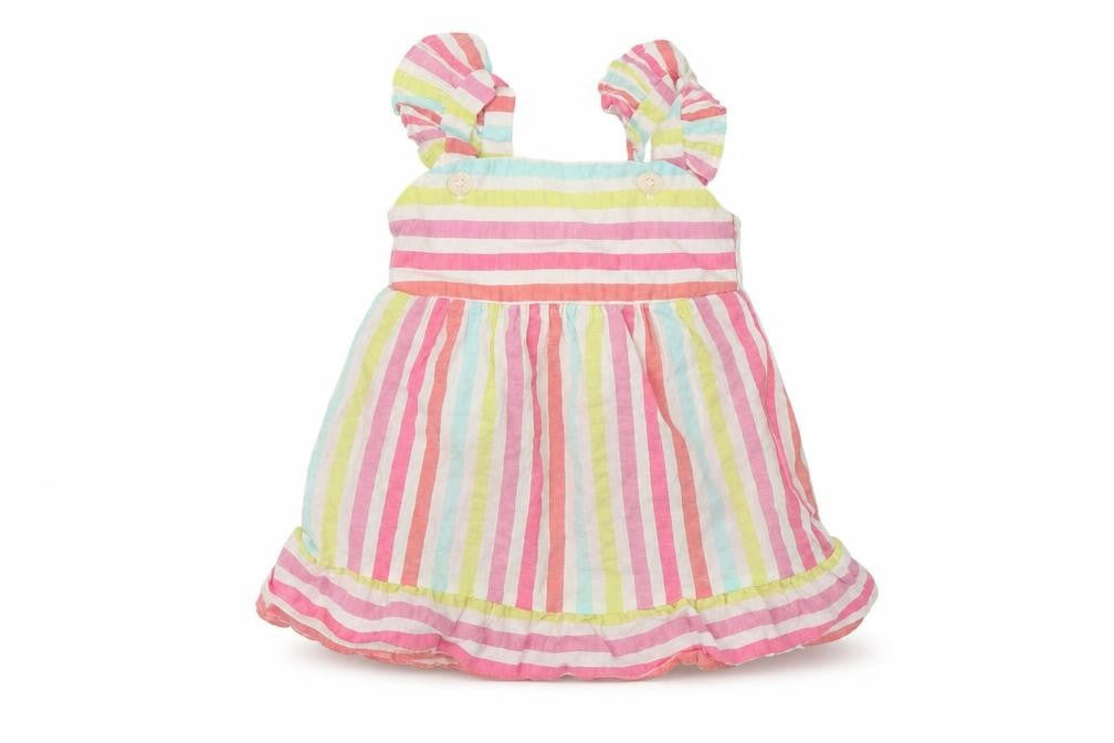 Fred & Flo Girls Multicoloured Striped  A-Line  Size 6-9 Months