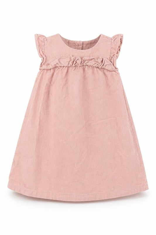 Front view of H&M girls’ pink corduroy a-line, size 6-9, months