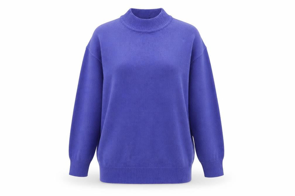Front view of Damart women’s purple jumper, size UK 14